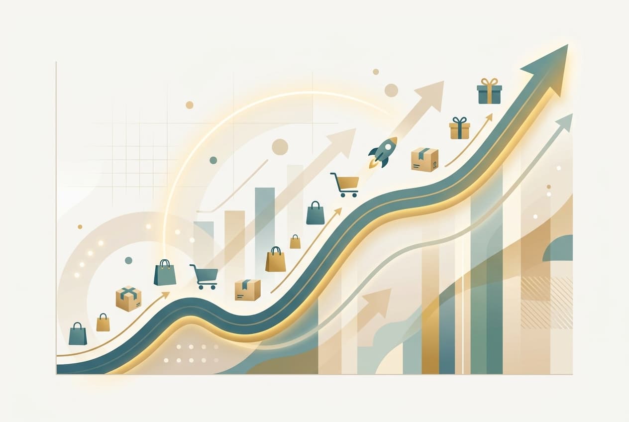 Australian ecommerce market growth visualization showing upward trajectory toward AU$65 billion