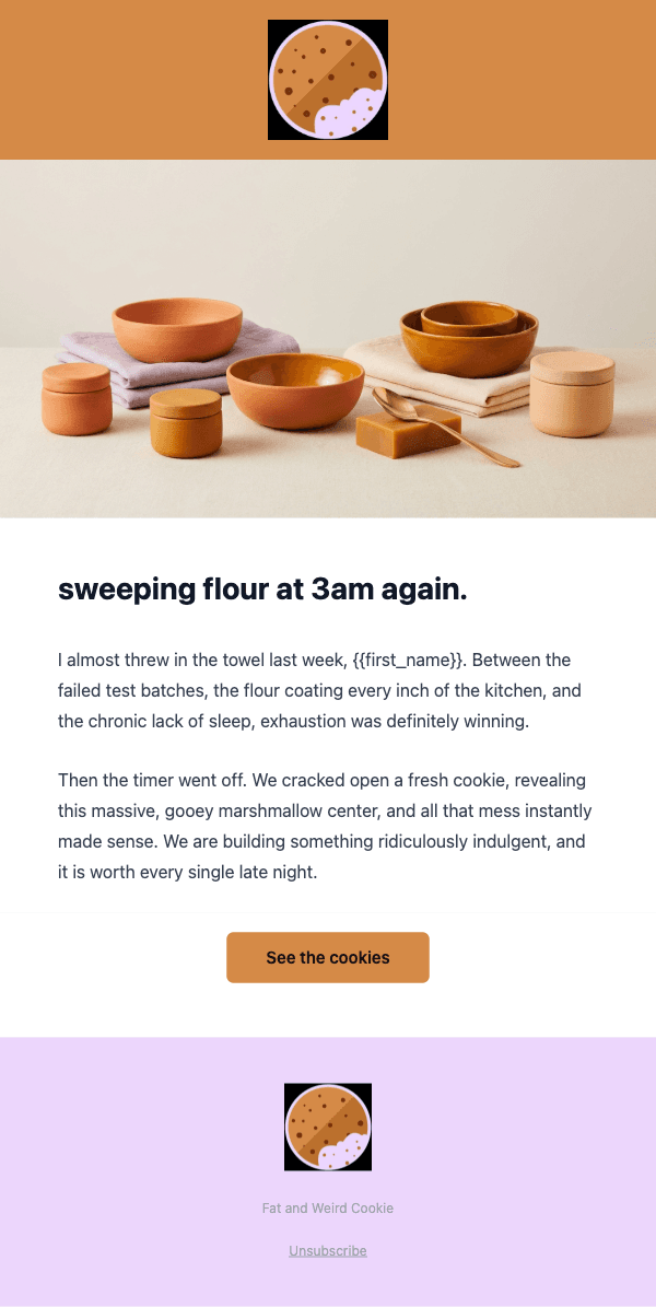On-brand AI-generated email campaign example from SendKite