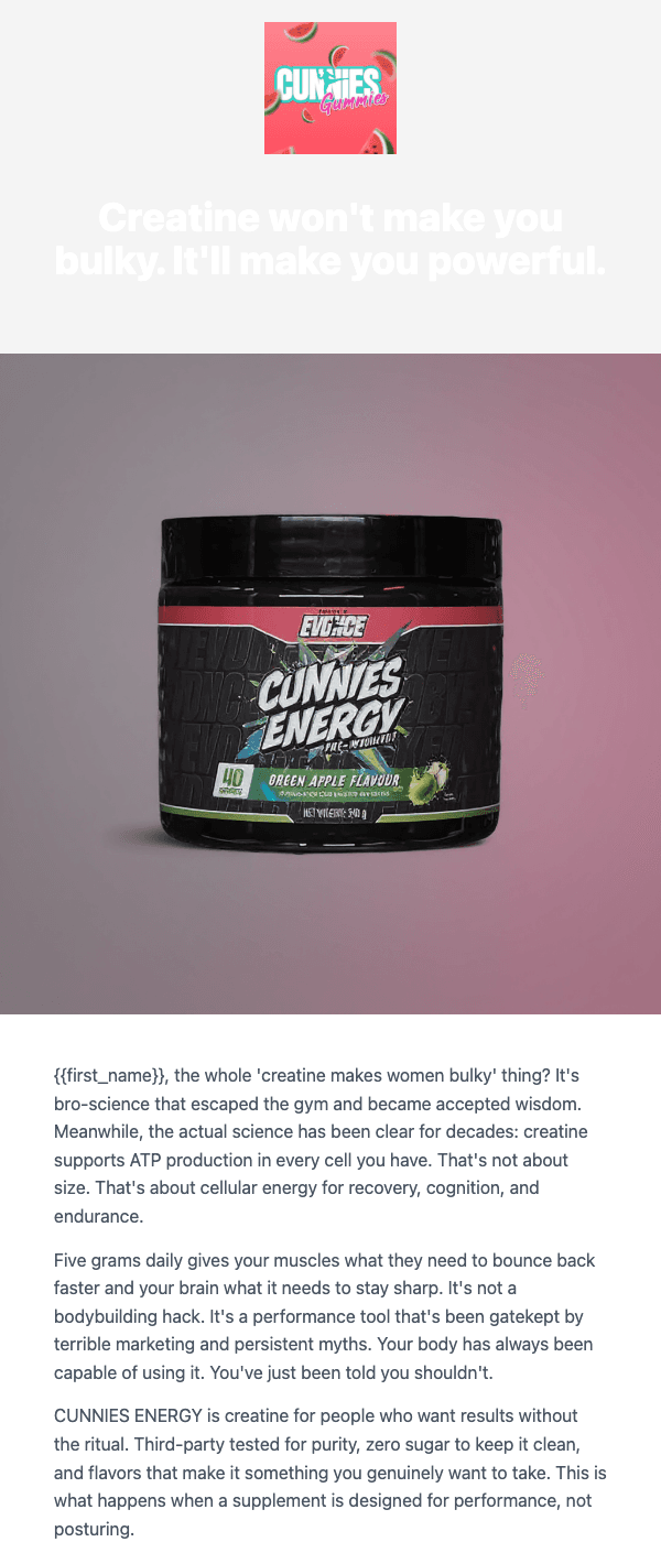 Example branded email campaign output from SendKite